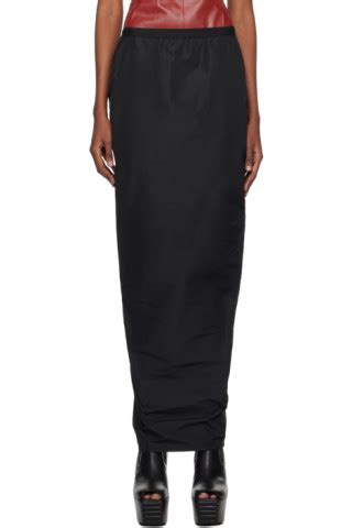 Black Soft Pillar Maxi Skirt By Rick Owens On Sale