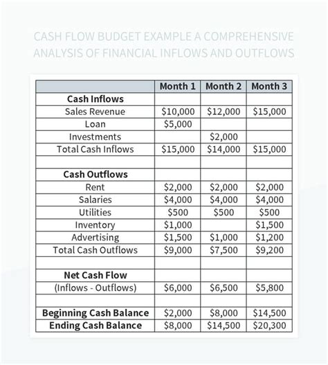 Cash Flow Budget Example A Comprehensive Analysis Of Financial Inflows ...