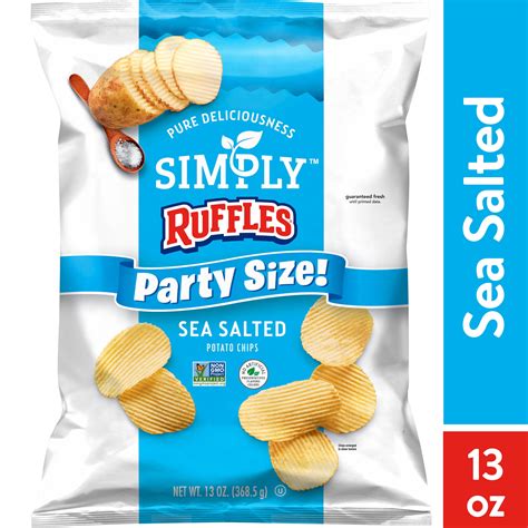 Simply Frito Lay Ruffles Potato Chips Sea Salt Party Size 13 Oz