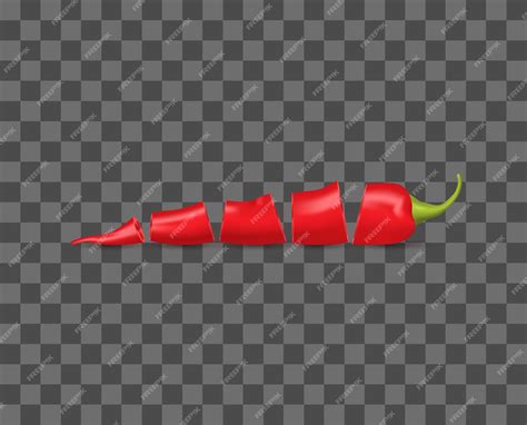 Realismo Detallado 3d Red Hot Chili Pepper Slice Conjunto En Un Fondo