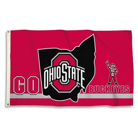 Ohio State Buckeyes State Outline Flag - Dragon Sports