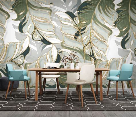 Big Tropical Leaves Wallpaper Mural Silk Interiors Wallpaper Australia