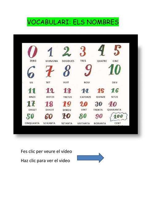 Ejercicio De Els Nombres Per A Nouvinguts Del 0 Al 100