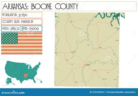 Map Of Boone County In Arkansas Usa Stock Vector Illustration Of