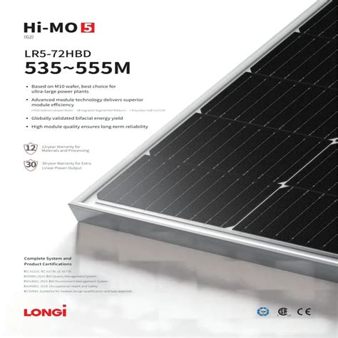 Longi Himo4m Lr4 72hph 445 465m Monocrystalline Half Cell 445w 450w