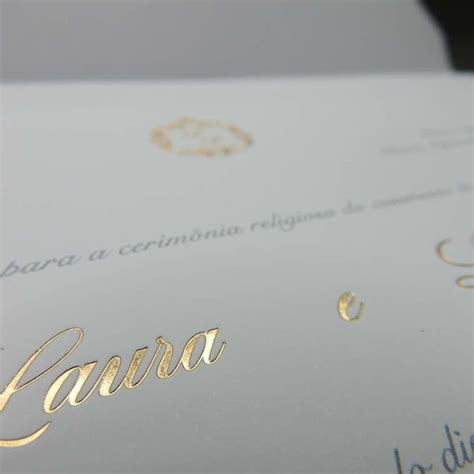 Convites Casamento Clássico Branco Nomes Hot Stamping Elo