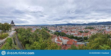 Cityscape Of Old Town Of Graz Steiermark Austria Panoramic View In