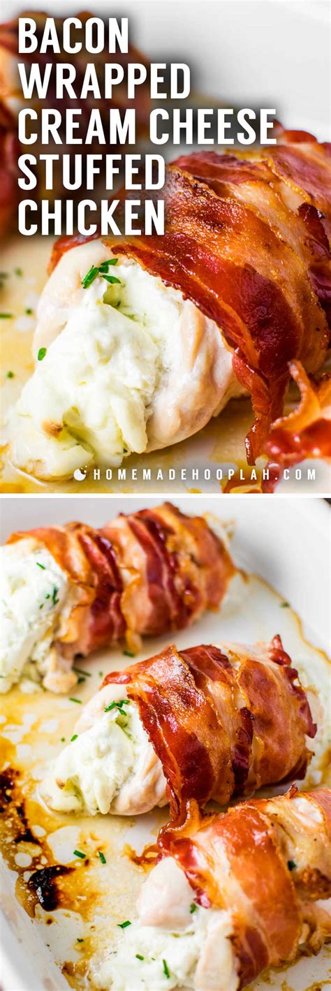 Bacon Wrapped Cream Cheese Stuffed Chicken Homemade Hooplah