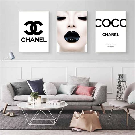 Set of 3 Chanel Wall art Prints Chanel Logo Print Makeup Art | Etsy ...