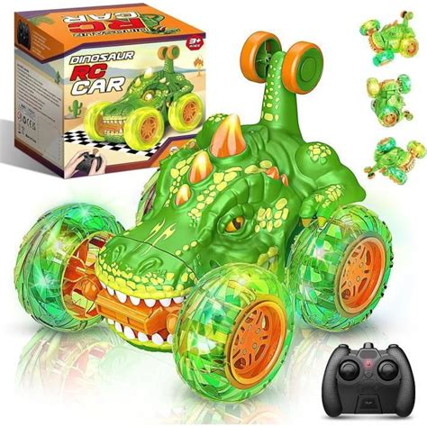 Dinosaure Voiture Télécommandée Enfant 2 4GHz Cascades rotatives à 360