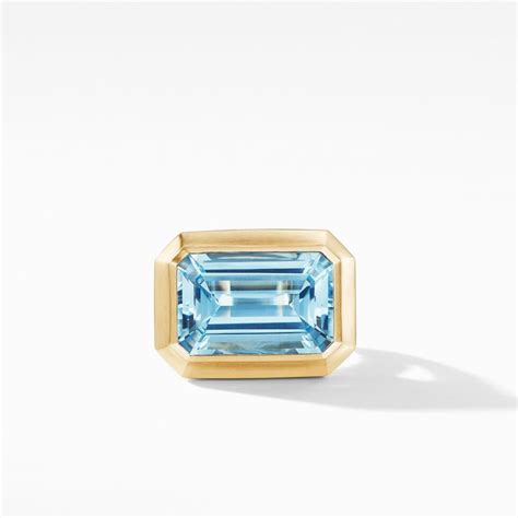 Novella Statement Ring In 18K Yellow Gold With Blue Topaz Size 7