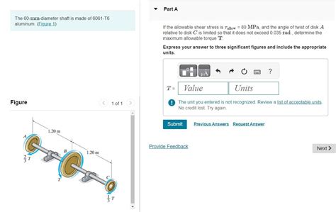 Solved The 60 Mm Diameter Shaft Is Made Of 6061 T6 Aluminum Chegg