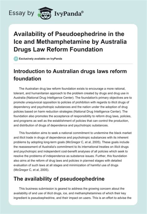 Availability Of Pseudoephedrine In The Ice And Methamphetamine By