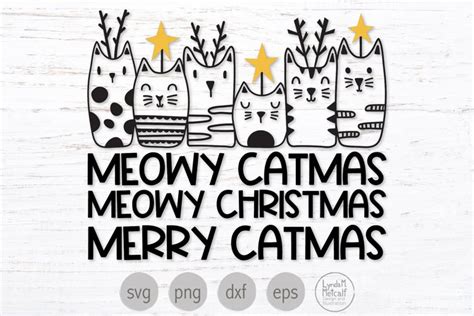 Meowy Christmas Svg Holiday Cats Svg Christmas Cats Png