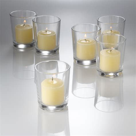 Richland Votive Candles And Eastland Clear Grande Votive Holders Ivory Unscented Set Of 12