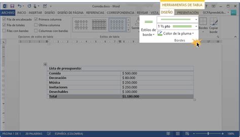 Word C Mo A Adir Bordes A Una Tabla