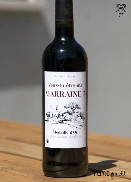 Tiquette Bouteille Parrain Marraine Demande Originale Cadeau Vin