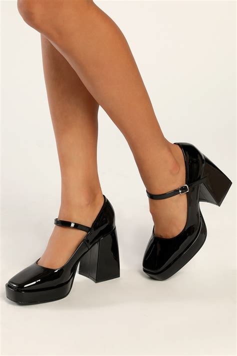 Black Platform Pumps Mary Jane Pumps Patent Leather Pumps Lulus