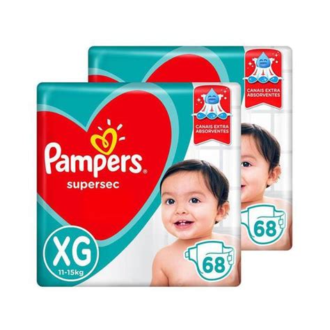 Kit De Fraldas Pampers Xg Supersec Jumbo 136 Unidades Fralda