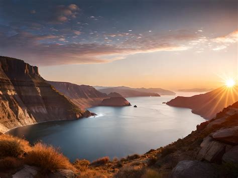 Un Lago En Las Monta As Con La Puesta De Sol Detr S Foto Premium