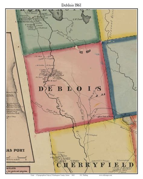 Deblois Maine Old Town Map Custom Print Washington Co Old Maps