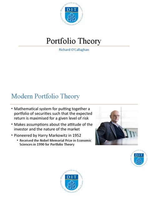 Portfolio Theory Pdf Modern Portfolio Theory Diversification