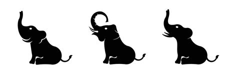 Reihe Von Elefanten Silhouetten Elefant Logo Set Vektor Symbol