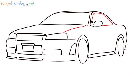 How To Draw Nissan Skyline R Gt R Step By Step Easy Phase