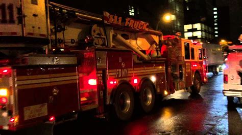 Fdny Tower Ladder 111 Taking Up From Site Of 7 Alarm 10 60 Building Collapse And Fire In Manhattan