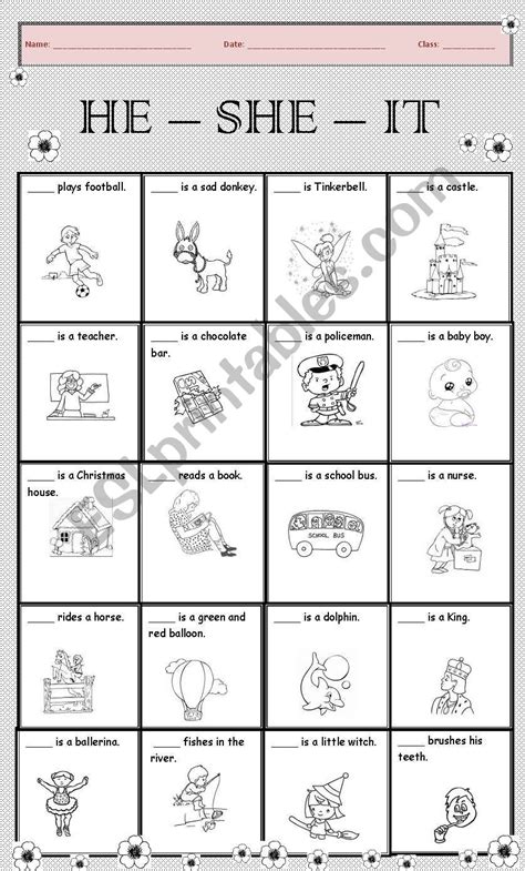 He She It Esl Worksheet By Little Miss Lady