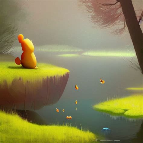 Krea Ai Goro Fujita Ilustration A River In The Forest With