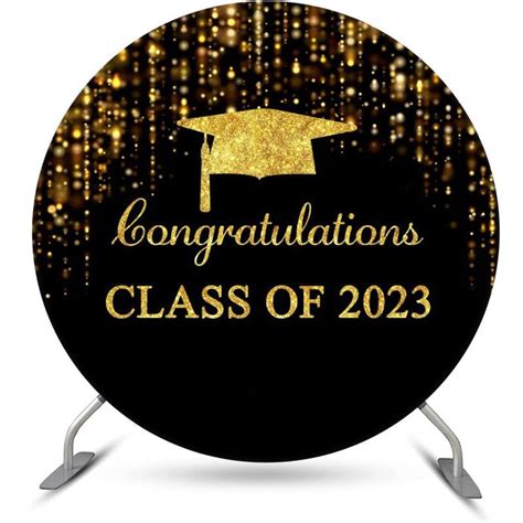 Circle Golden Black Congratulations Grad Backdrop Lofaris Graduation Backdrop Photo Booth