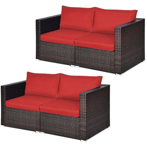 Gymax Piece Wicker Outdoor Rattan Corner Sectional Sofa Set Patio