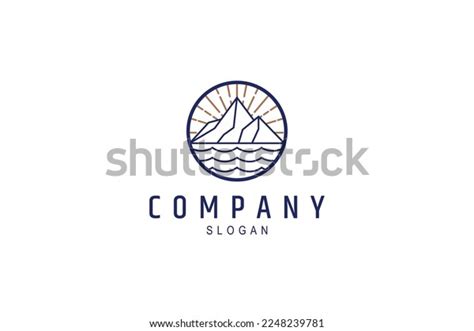 Mountain Landscape Design Logo Sunrise Circle Stock Vector Royalty