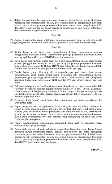 Permen Menhut No Tahun Tentang Penataan Batas Areal Pdf