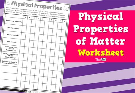 Free Printable Physical And Chemical Properties And Changes Worksheets