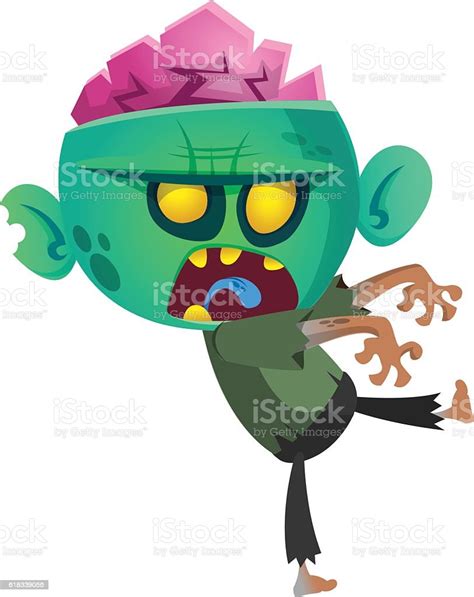 Cartoon Zombie Halloween Vector Illustration Of Walking Dead Stock