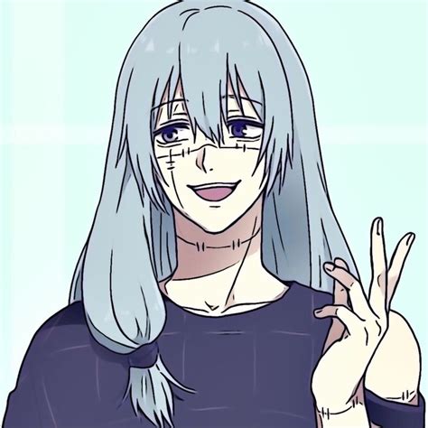 An Anime Girl Making The Peace Sign With Her Hand And Wearing Blue Hair