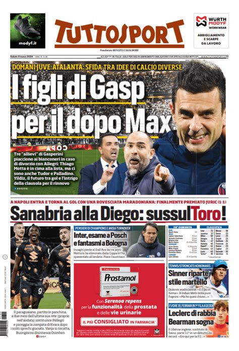 Rassegna Stampa Juve Prime Pagine Quotidiani Sportivi 9 Marzo