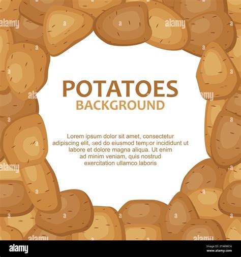 Round Frame Template With Vector Potatoes Farm Vegetable Poster Brown Potato Vector