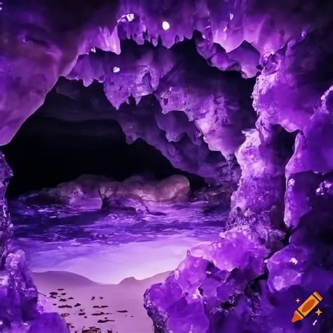 Amethyst Cave With A Glowing Purple Water Pool On Craiyon