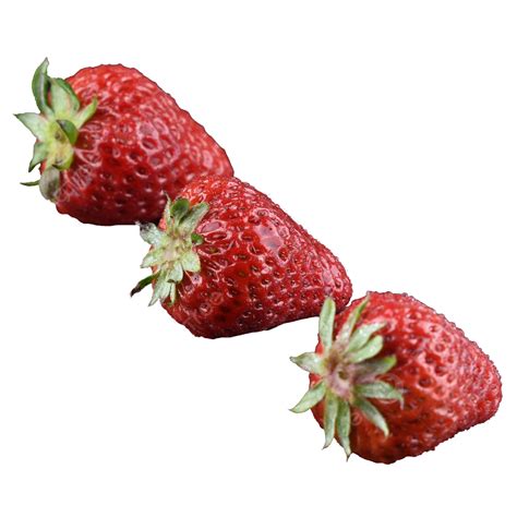 Three Fresh And Nutritious Red Strawberries Red Fresh Fruit Png