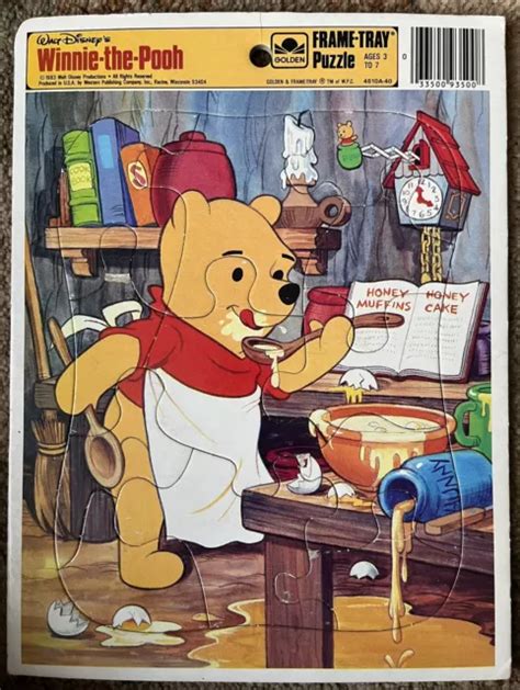 Vintage Disneys Winnie The Pooh Golden Frame Tray Puzzle Complete