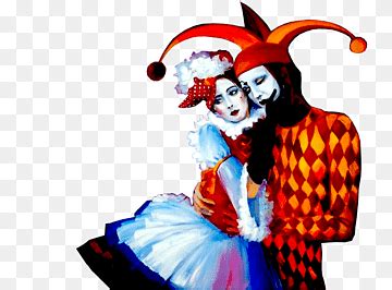 Painting Pierrot Harlequin Columbina Clown Costume Mim Commedia