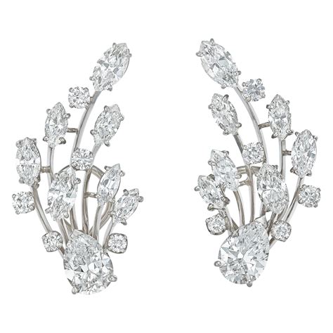 Marquise And Pear Shaped Diamond Gold Clip Back Earrings At 1stDibs