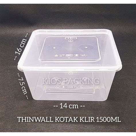 Jual Thinwall Klir 1500ml Kotak Makan Plastik 1500 Ml KLIR SQUARE SQ