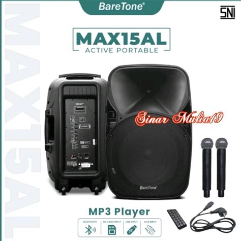 Jual Speaker Aktif Portable BareTone 15 Inch MAX15AL Original Bluetooth