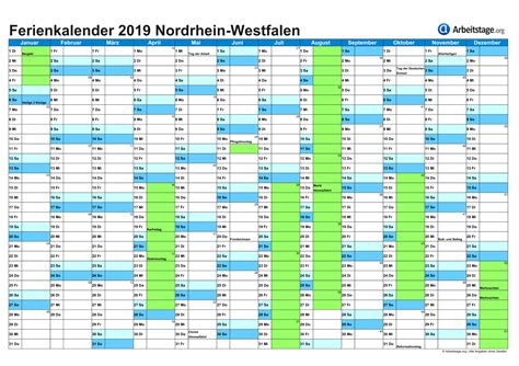 Ferien Nordrhein-Westfalen 2019, 2020 Ferienkalender mit Schulferien