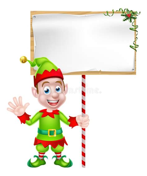 Christmas Elf Holding Sign Stock Illustrations 617 Christmas Elf