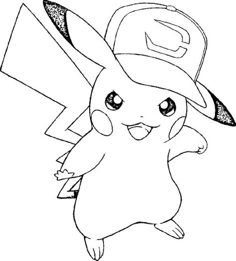 Dibujo Pokemon Para Colorear De Pikachu Con Gorra 2